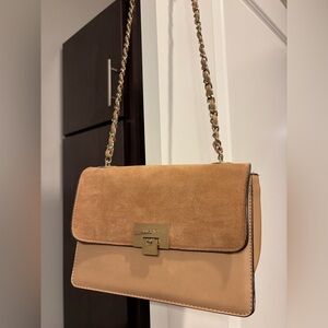 Aldo Tan Suede & Leather Crossbody with Gold Chain